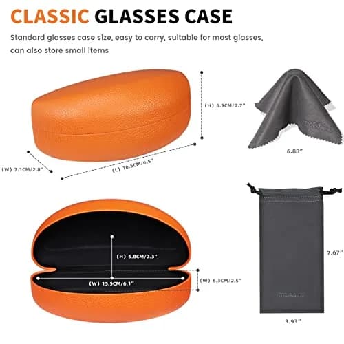 molshine Hard Shell Sunglasses Case, Classic Eyeglass Case for Men & Women, Orange | 16.5 cm (6.5") thumbnail 3