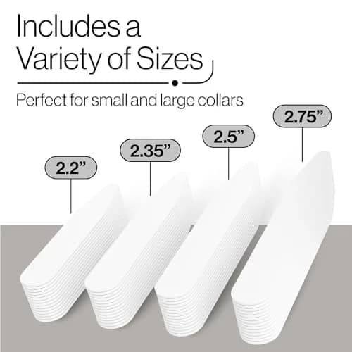 Moulet Plastic Collar Stays for Men's Dress Shirts – 56 Count, 4 Sizes | Keep Collars Sharp All Day thumbnail 4