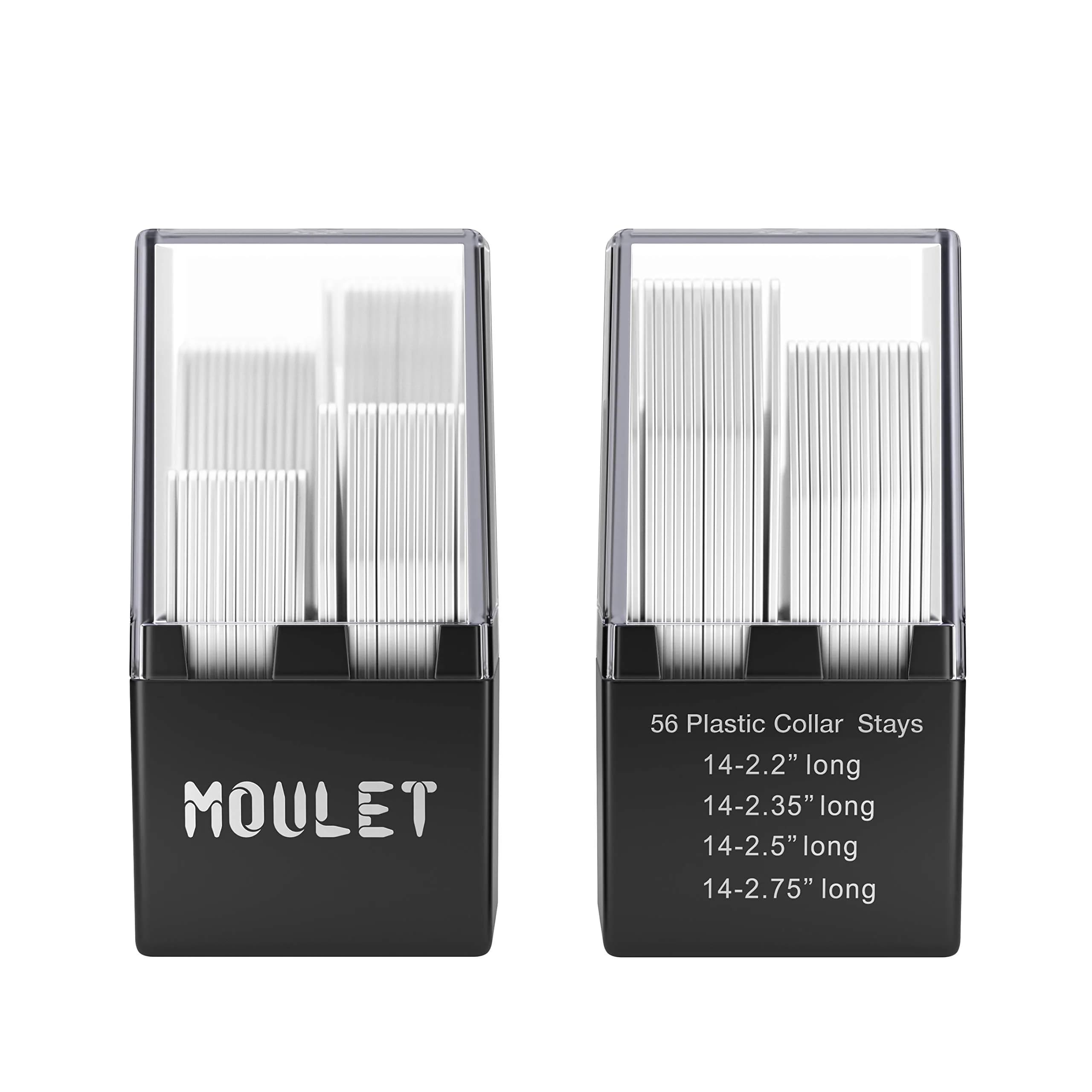 Moulet Plastic Collar Stays for Men's Dress Shirts – 56 Count, 4 Sizes | Keep Collars Sharp All Day - view 8