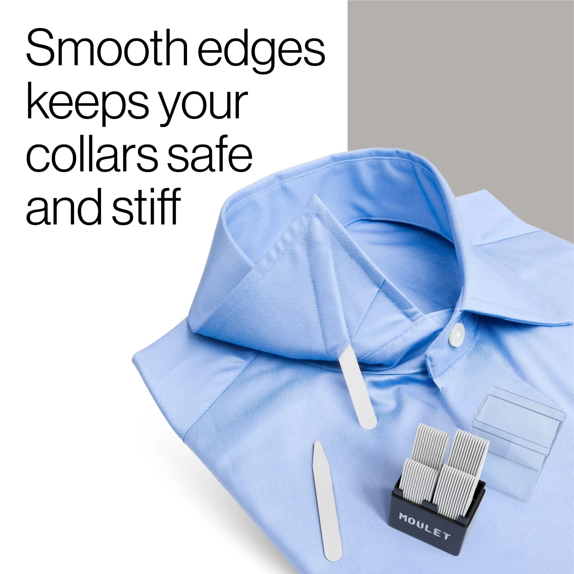 Moulet Plastic Collar Stays for Men's Dress Shirts – 56 Count, 4 Sizes | Keep Collars Sharp All Day - view 3