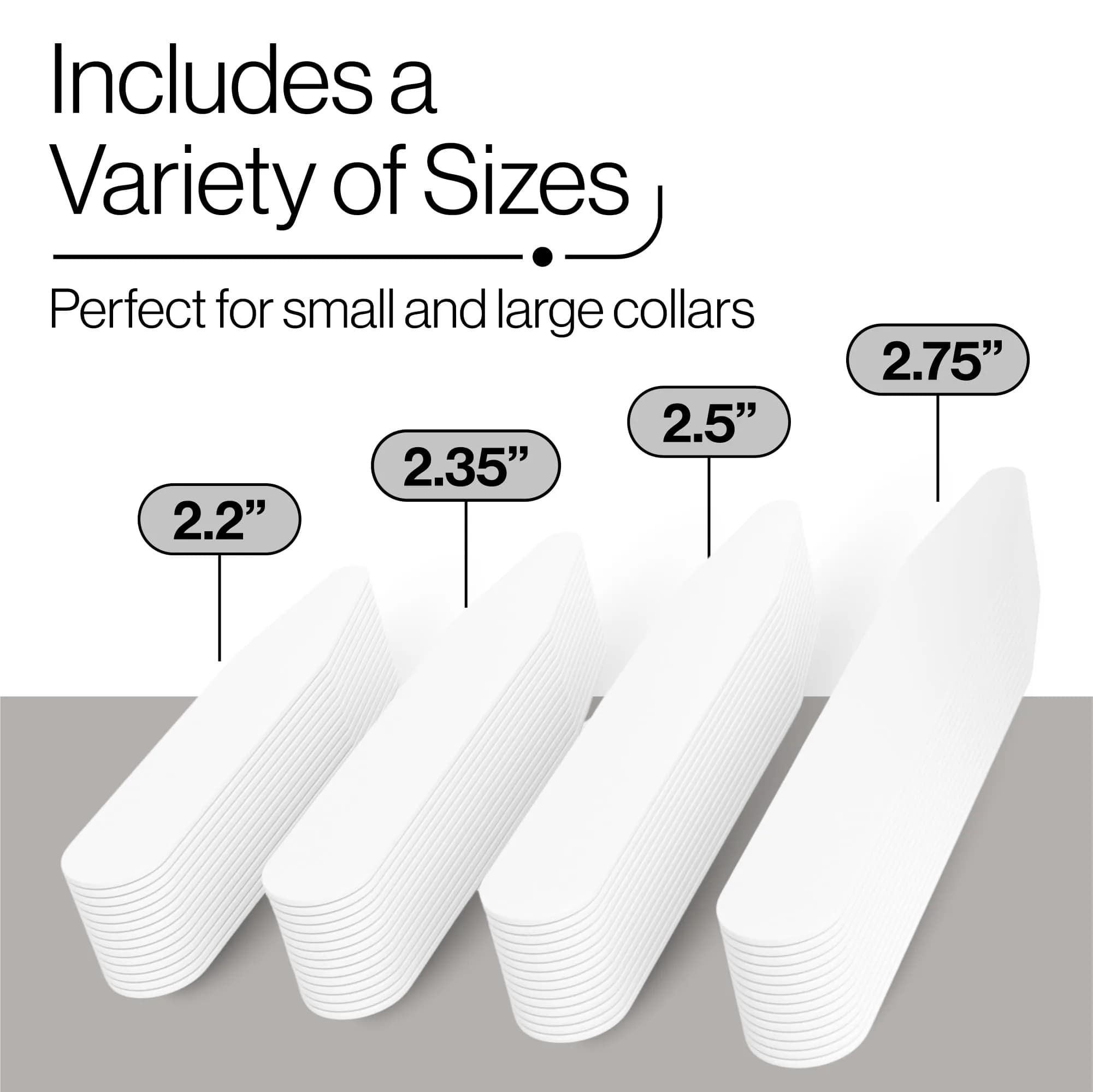 Moulet Plastic Collar Stays for Men's Dress Shirts – 56 Count, 4 Sizes | Keep Collars Sharp All Day - view 4