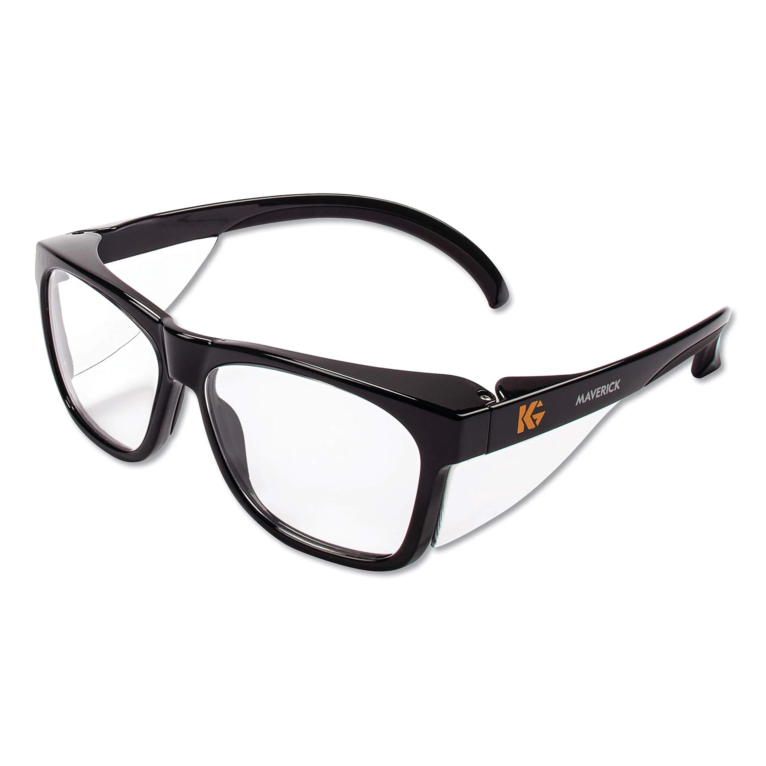 KleenGuard V30 Maverick Safety Glasses with Anti-Fog Coating, Clear Lenses, Black Frame (Qty 1) | ANSI Z87.1+ Certified — Black