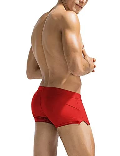 COOFANDY Mens Quick Dry Lightweight Square Leg Swimwear 1 - Red | Water Sport Ready thumbnail 2