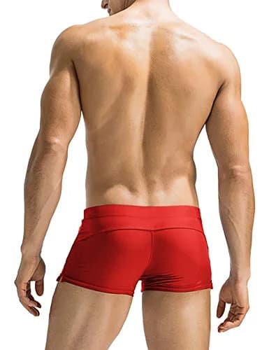 COOFANDY Mens Quick Dry Lightweight Square Leg Swimwear 1 - Red | Water Sport Ready thumbnail 3