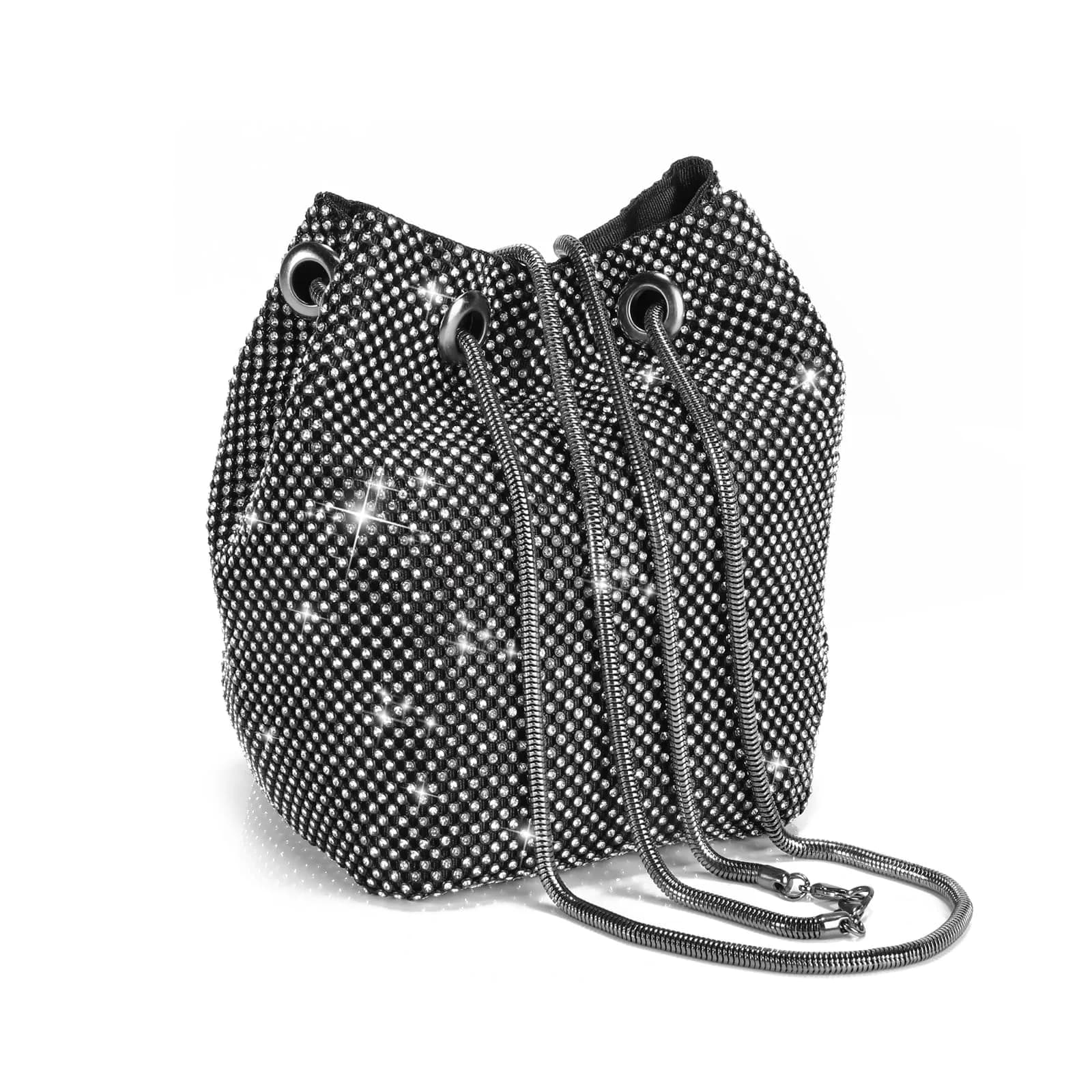 JIAN YA NA Rhinestone Bucket Bag Evening Purse - Bucket Black, X-Large - main product image