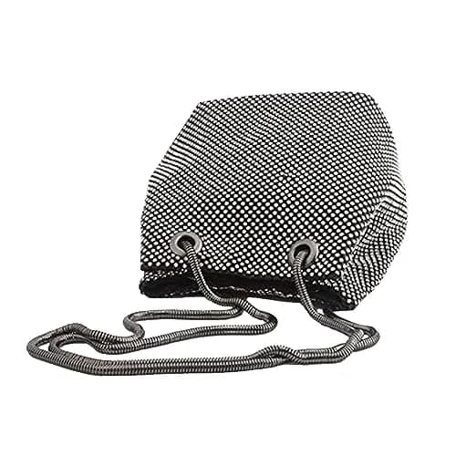 JIAN YA NA Full Rhinestones Bucket Bag for Women 15x11x16cm | Evening Bag with Long Chain for Wedding Party thumbnail 6
