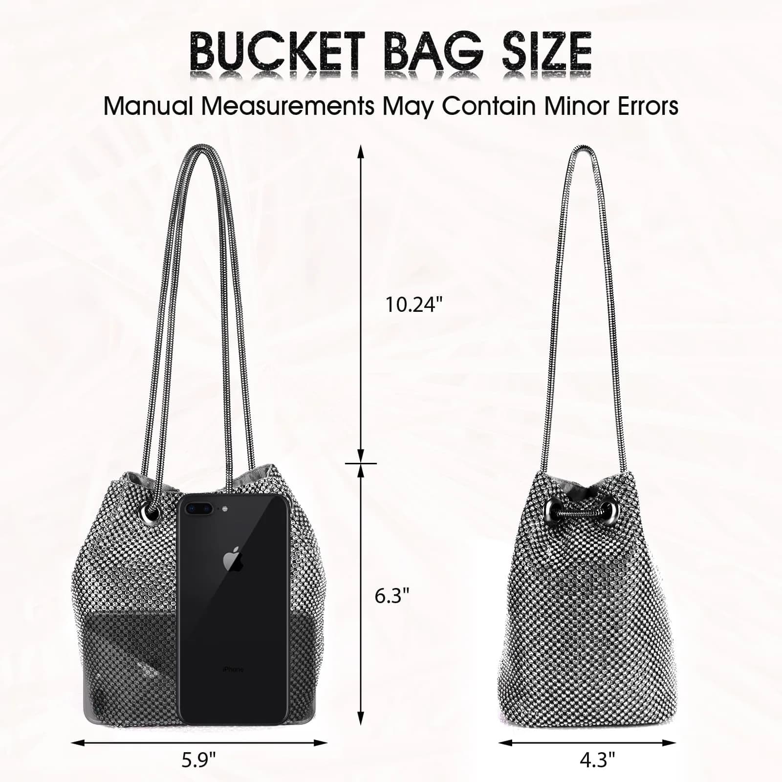 JIAN YA NA Rhinestone Bucket Bag Evening Purse - Bucket Black, X-Large - view 4