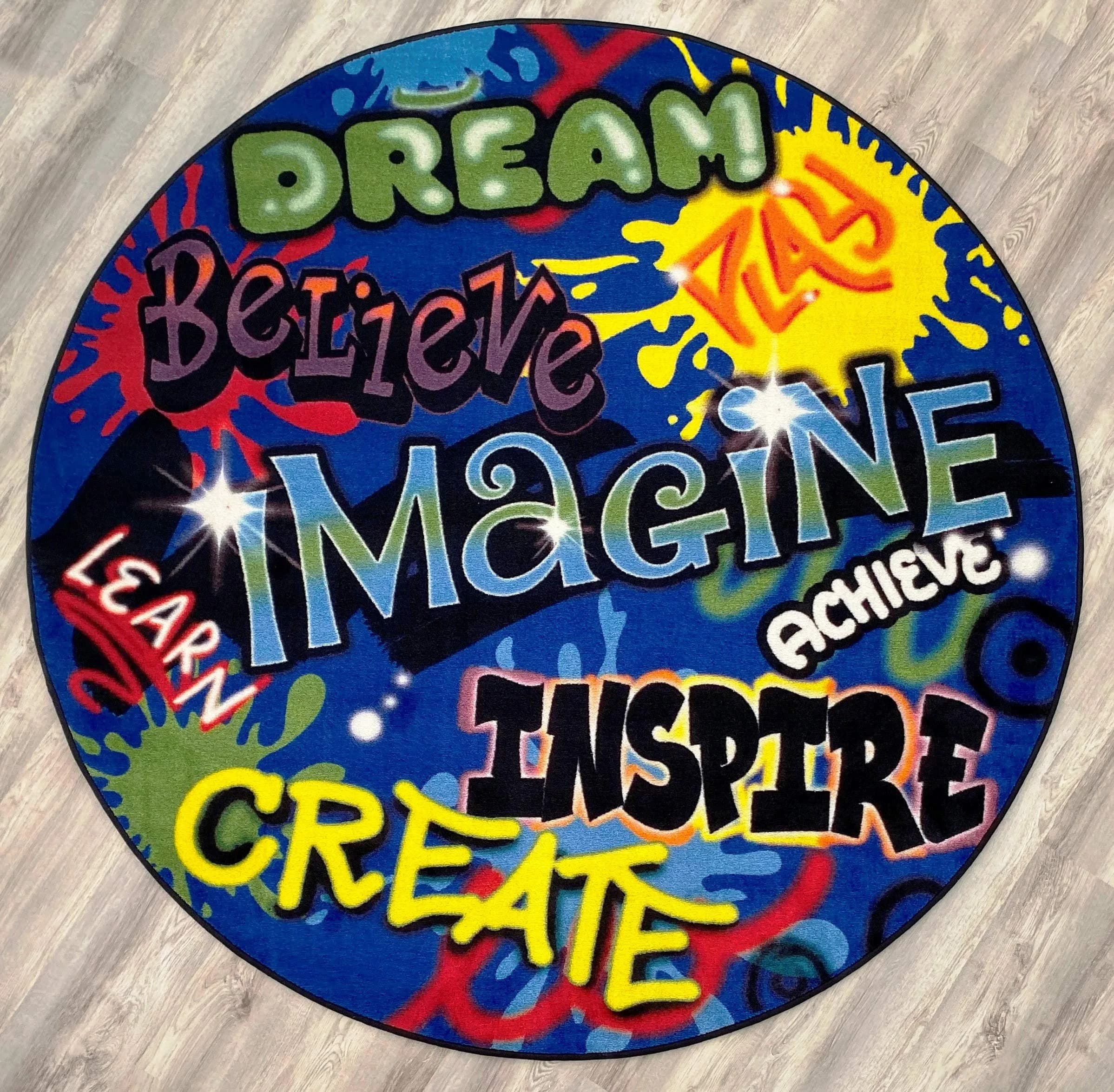 KIDCARPET.COM Inspiration Graffiti Circle Time Rug | Round Classroom Carpet for Preschool Group Activity Reading, 6' x 6' thumbnail 2