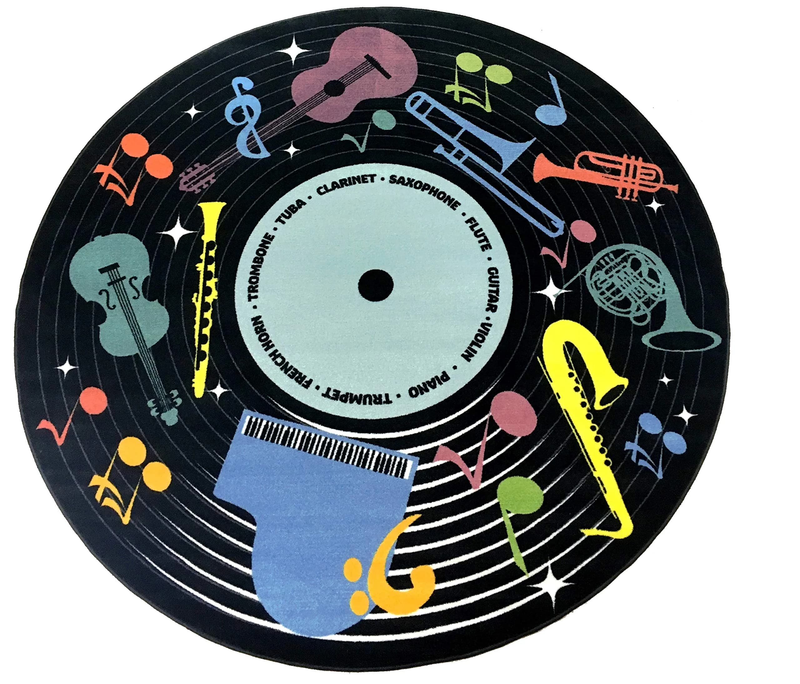 KIDCARPET.COM Musical Instruments Circle Time Rug | Round Classroom Carpet for Preschool Group Activity Reading, 6' (1.83m) Diameter — 6' (Round)