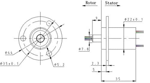 Taidacent Electrical Slip Ring Rotary Collector Ring 8 Wires 5A Diameter 22mm | Gold Contact for Long Life thumbnail 3