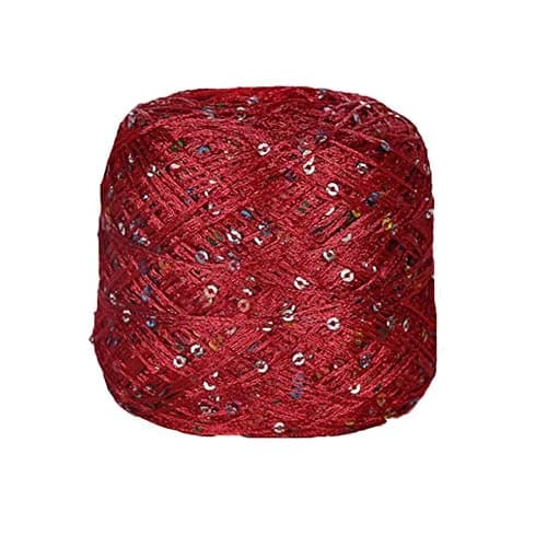 CLISIL Red Sequin Yarn 100g (3.5 oz) | Sparkle Fantasy Lace Art Yarn for Crochet Knitting Weaving thumbnail 1