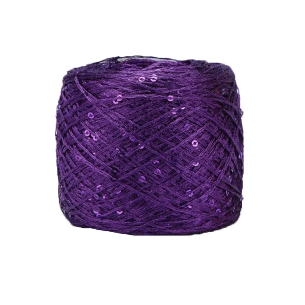 CLISIL Red Sequin Yarn 100g (3.5 oz) | Sparkle Fantasy Lace Art Yarn for Crochet Knitting Weaving — Purple