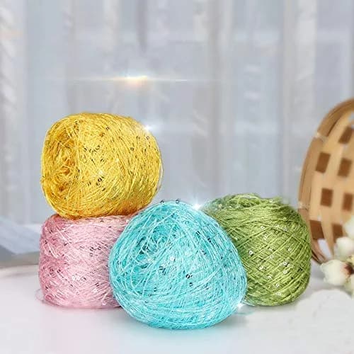 CLISIL Purple Sequin Yarn - Sparkle, Fantasy, Art & Lace Yarn - 100g | Glamorous, Glitter, Suitable for Crochet & Knitting thumbnail 4