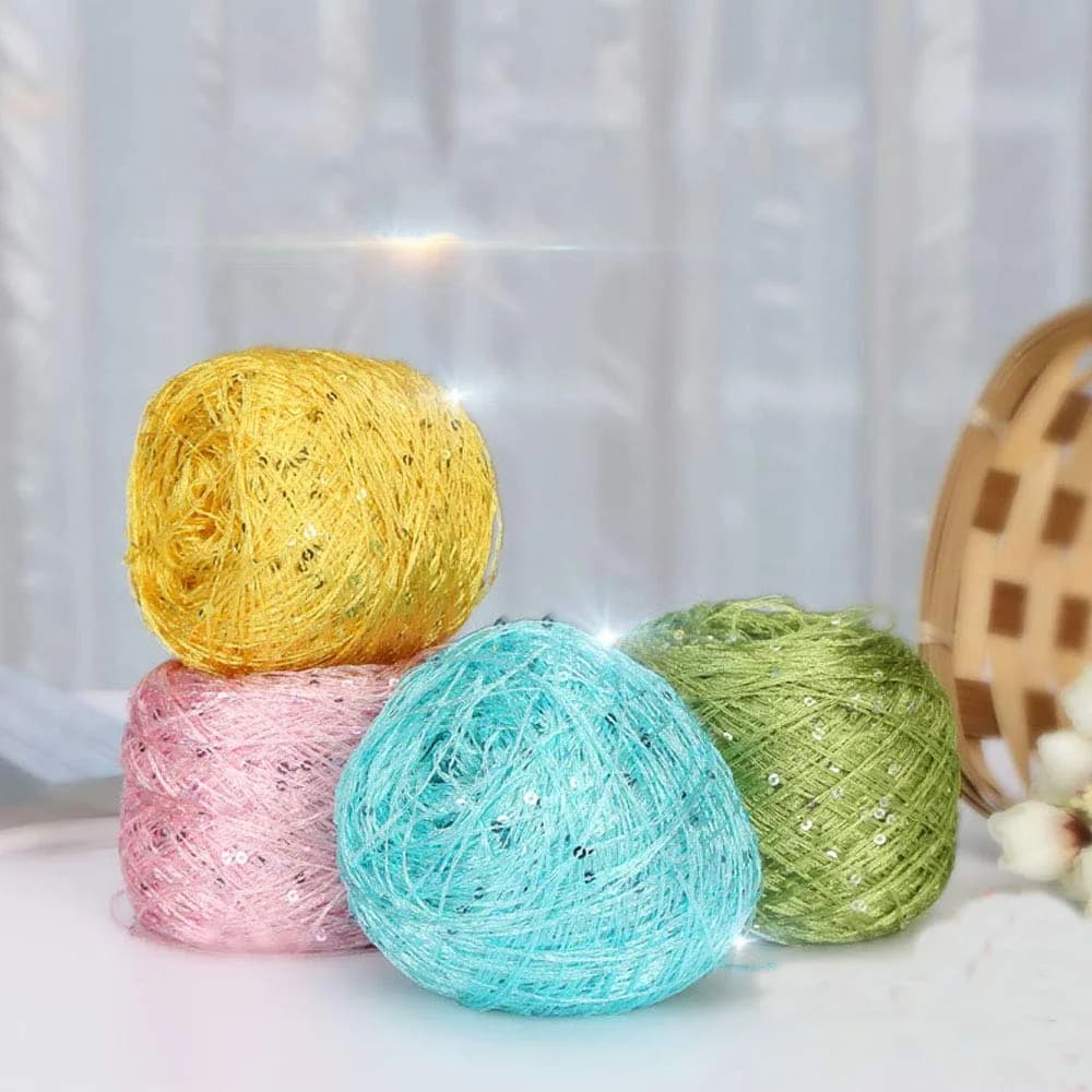 CLISIL Purple Sequin Yarn - Sparkle, Fantasy, Art & Lace Yarn - 100g | Glamorous, Glitter, Suitable for Crochet & Knitting thumbnail 4