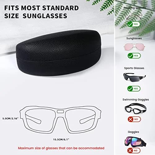 molshine Hard Shell Sunglasses Case Large Black | Classic PU Leather with Metal Frame & Flocking Lining thumbnail 5