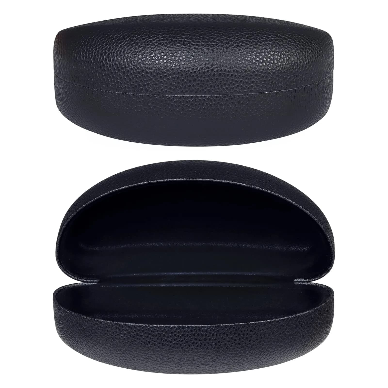 molshine Hard Shell Sunglasses Case Large Black | Classic PU Leather with Metal Frame & Flocking Lining