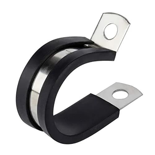 ISPINNER 12 Pack 1/2 Inch Rubber Cushioned Stainless Steel Cable Clamp | Polished Stainless Steel thumbnail 1