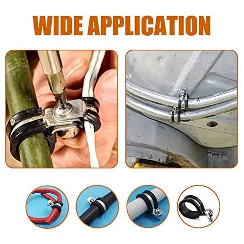 ISPINNER 12 Pack 1/2 Inch Rubber Cushioned Stainless Steel Cable Clamp | Polished Stainless Steel thumbnail 3