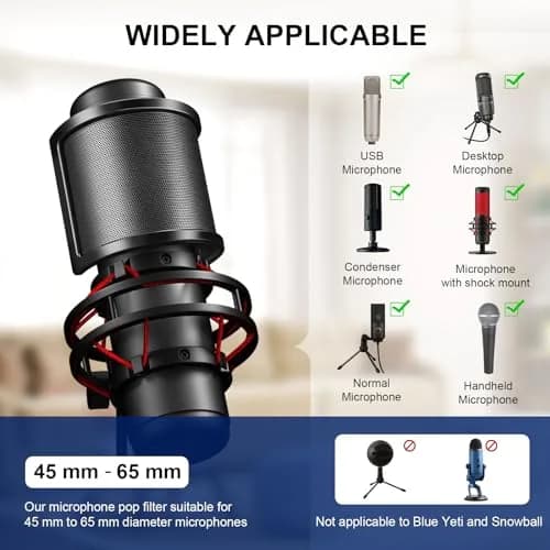 Aokeo 3-Layer Microphone Pop Filter with Metal Mesh & Foam for Handheld Mics | Reduces Plosives & Wind Noise thumbnail 4