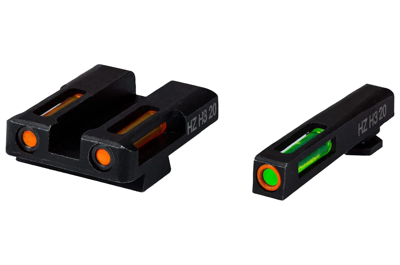 HIVIZ Litewave H3 Sight Tritium LitePipe for Glock 9mm, Green/Orange | Day/Night Illumination — Green/orange litepipes w/orange front ring