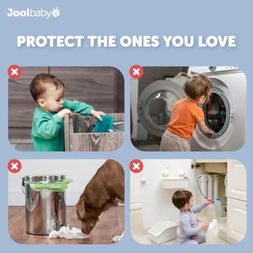 Jool Baby Child Safety Strap Locks (12 Pack) Baby Proof Cabinets, Drawers, Fridge, Toilet & Trash Cans – 3M Adhesive Childproof Locks thumbnail 6