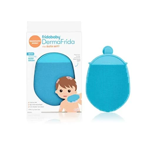 Frida Baby DermaFrida Bath Mitt Silicone | Gentle Exfoliating Toddler Body Brush for All Skin Types thumbnail 1