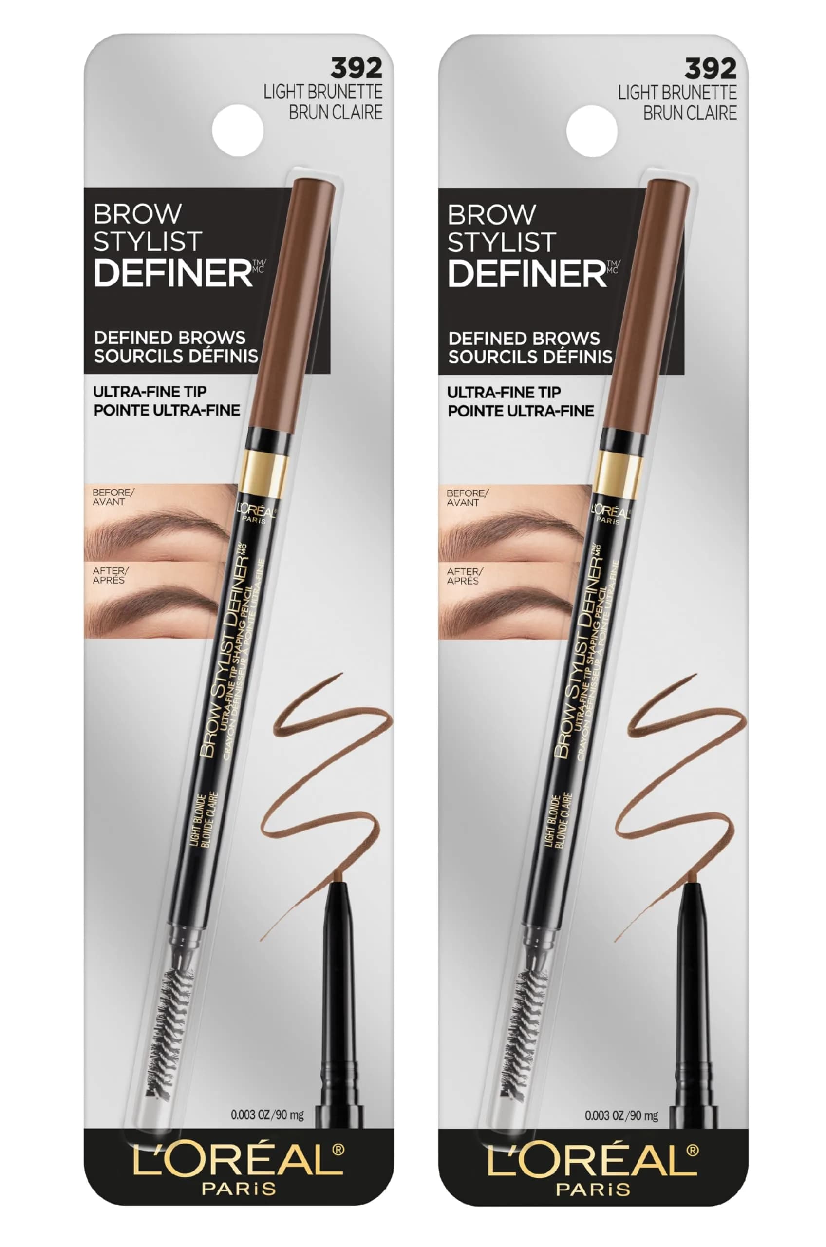 L'Oreal Paris Brow Stylist Definer Waterproof Eyebrow Pencil, Light Brunette, Pack of 2 - main product image