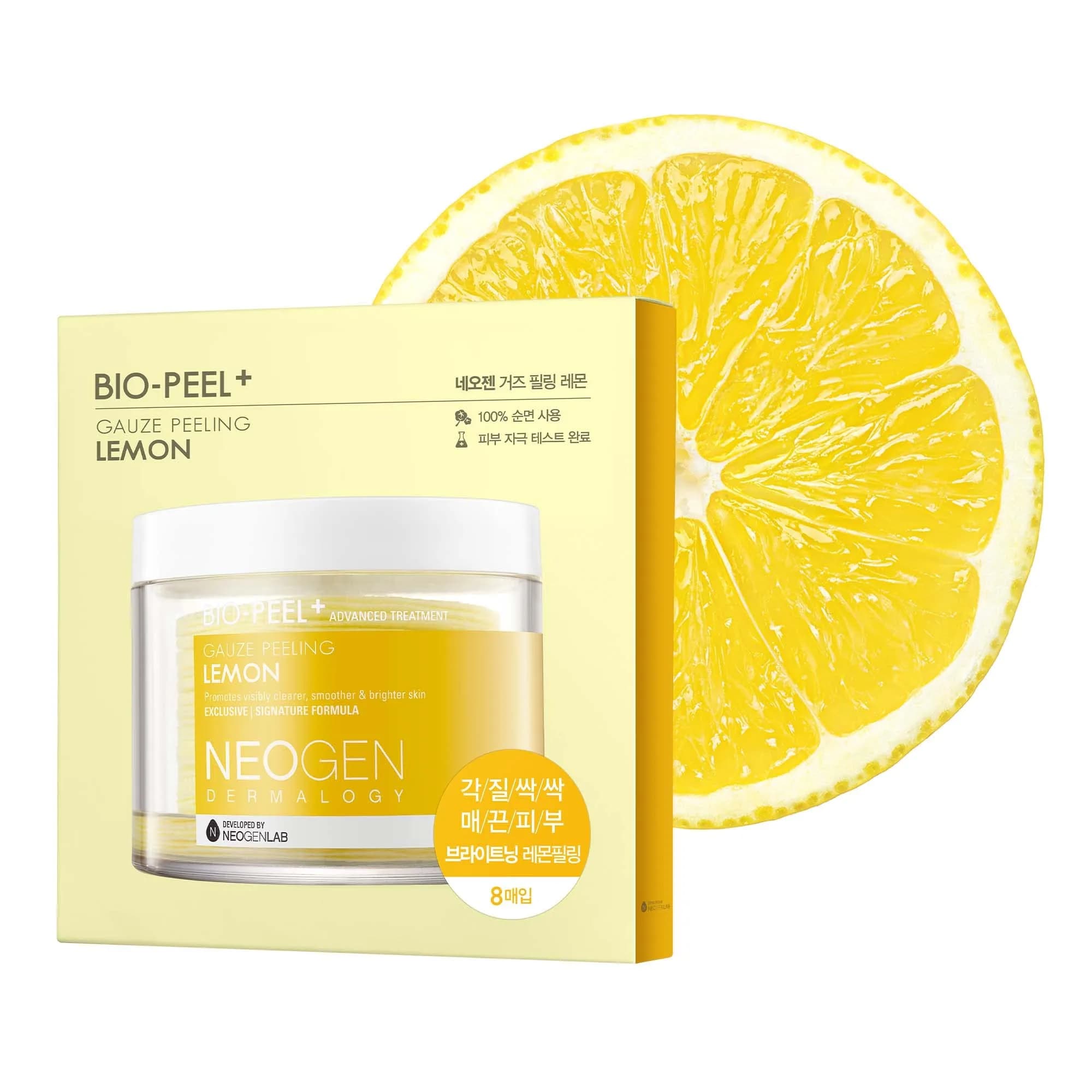 DERMALOGY by NEOGENLAB Bio-Peel Gauze Peeling Pads (Lemon, 8 pcs) | Gentle exfoliation with Lemon & Hyaluronic Acid — 06. (8pads) Bio-Peel Gauze Peeling, Lemon