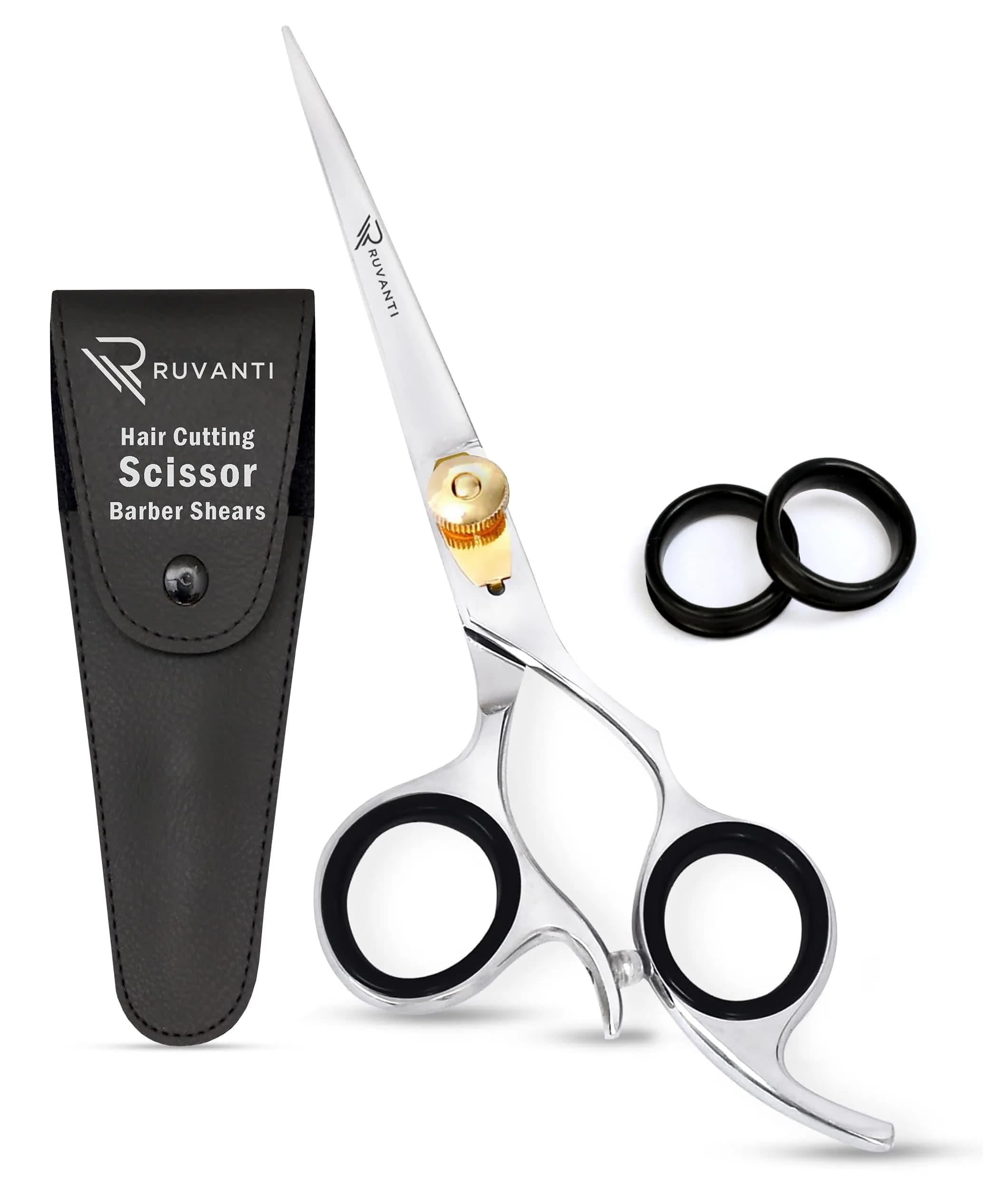 RUVANTI Silver Hair Thinner Shears 6.5" Japanese Steel | Professional Barber & Salon Texturizing Scissors - main product image