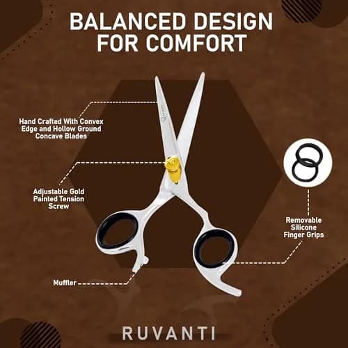 RUVANTI Professional Hair Thinning Shears 6.5 Inch | Japanese J2 Stainless Steel Blades for Barber, Salon & Home thumbnail 3