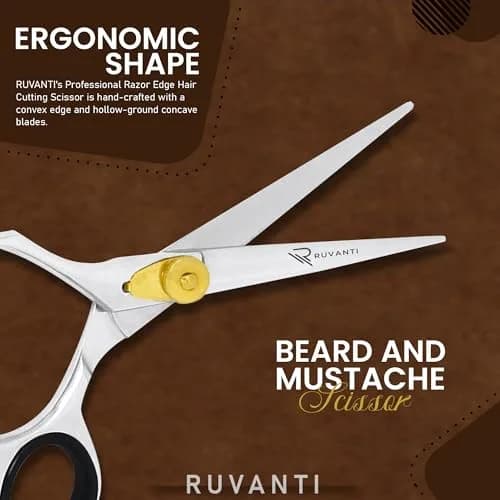 RUVANTI Professional Hair Cutting Scissors & Thinning Shears Kit | 6.5 Inch Japanese Stainless Steel Set (2-Piece) thumbnail 5