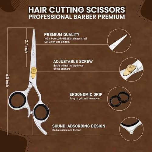 RUVANTI Professional Hair Cutting Scissors & Thinning Shears Kit | 6.5 Inch Japanese Stainless Steel Set (2-Piece) thumbnail 2