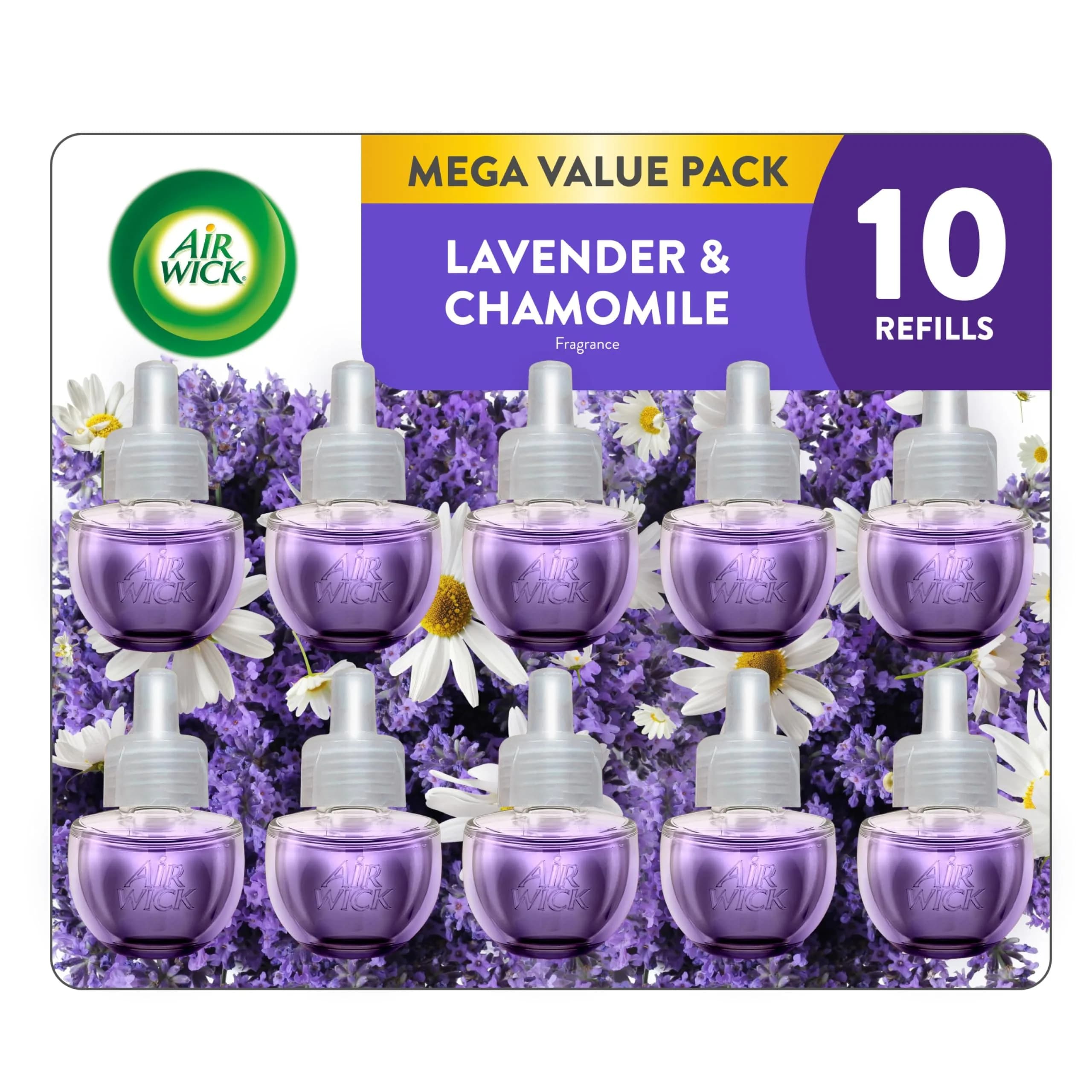 Air Wick Plug In Scented Oil Refills Lavender & Chamomile 10ct (0.67 fl oz per refill) | Continuous Fragrance for Up to 600 Days - main product image