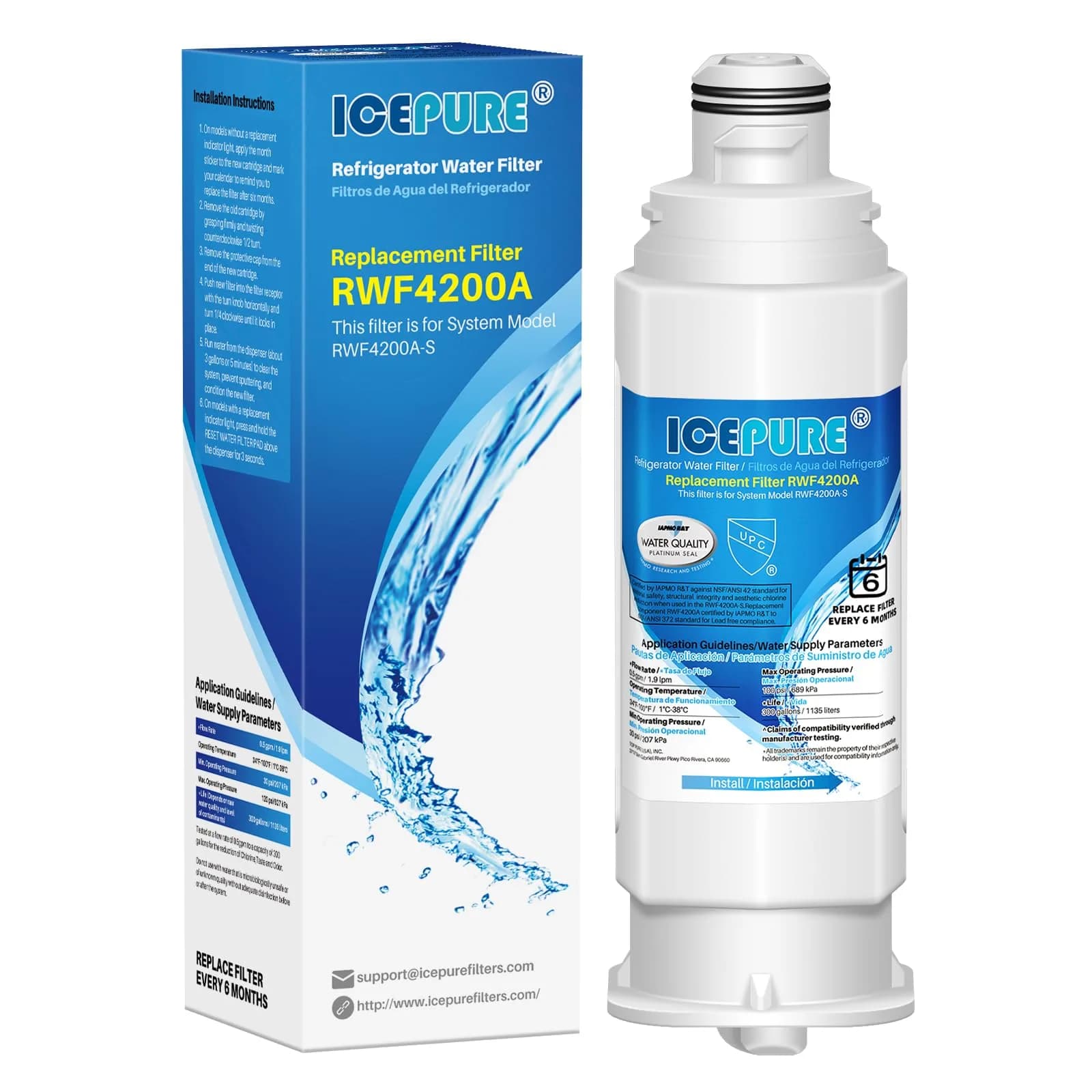 ICEPURE DA97-17376B Refrigerator Water Filter 11.32 oz (321 g) | NSF/ANSI Certified for Safe Drinking Water - main product image