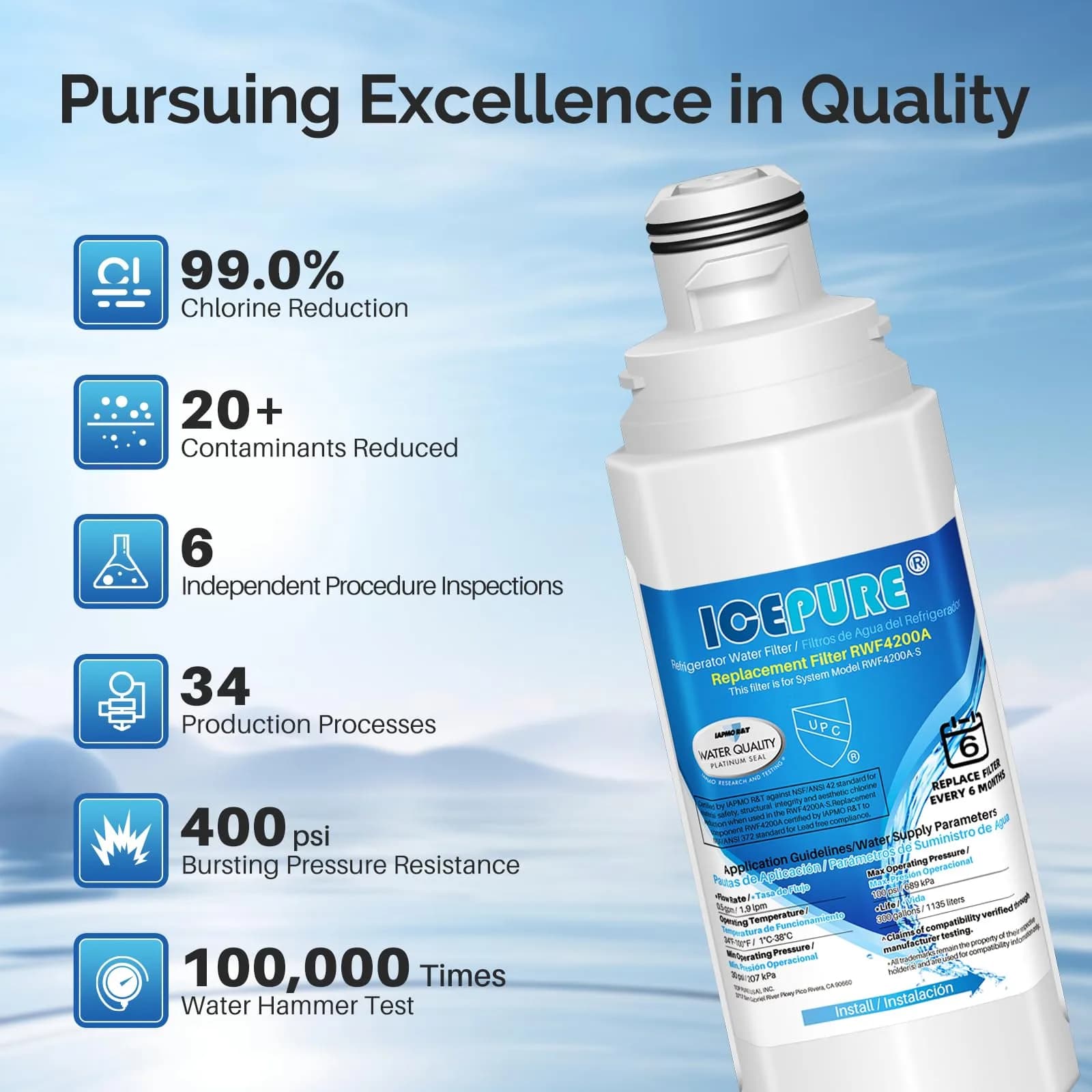 ICEPURE DA97-17376B Refrigerator Water Filter 11.32 oz (321 g) | NSF/ANSI Certified for Safe Drinking Water - view 6