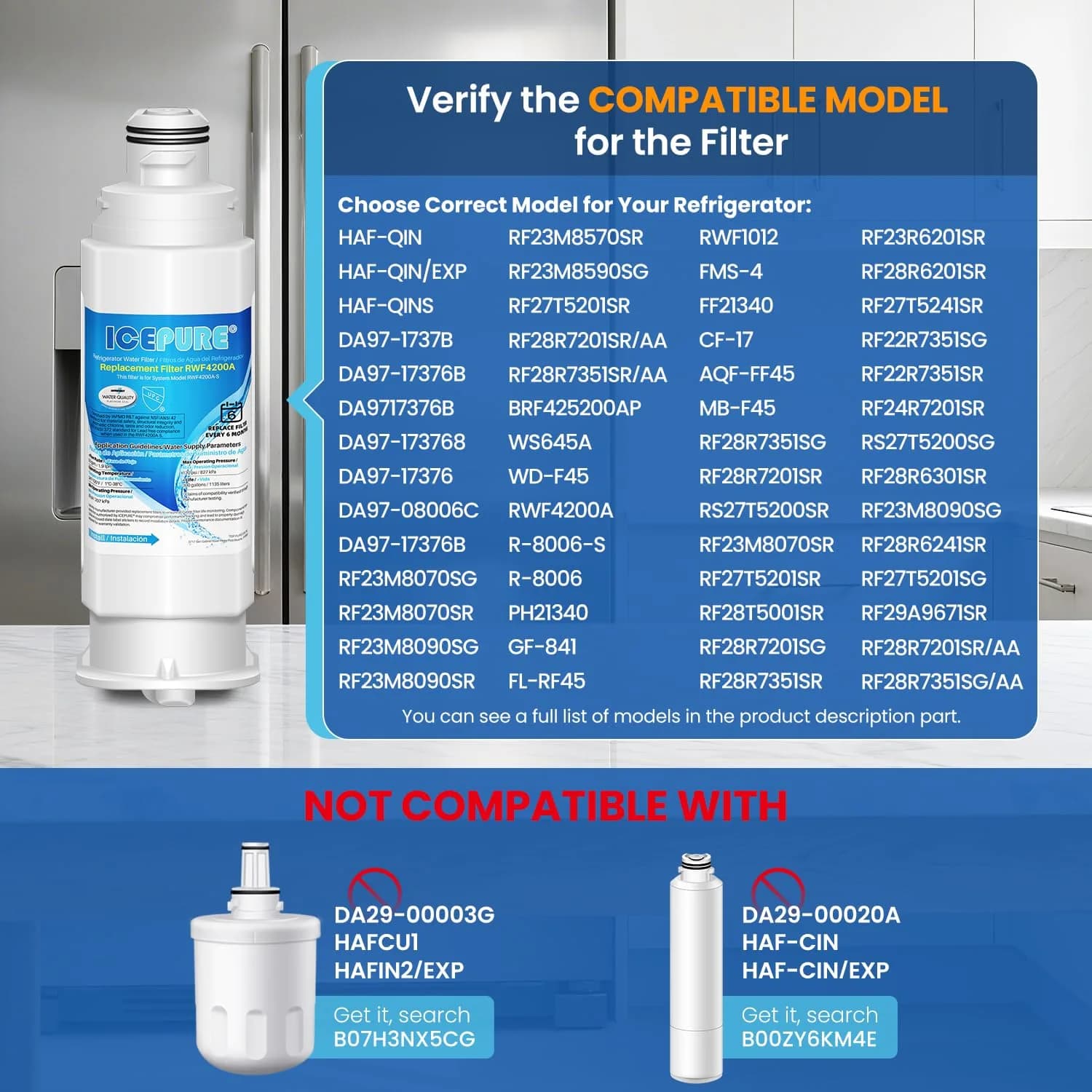 ICEPURE DA97-17376B Refrigerator Water Filter 11.32 oz (321 g) | NSF/ANSI Certified for Safe Drinking Water - view 2