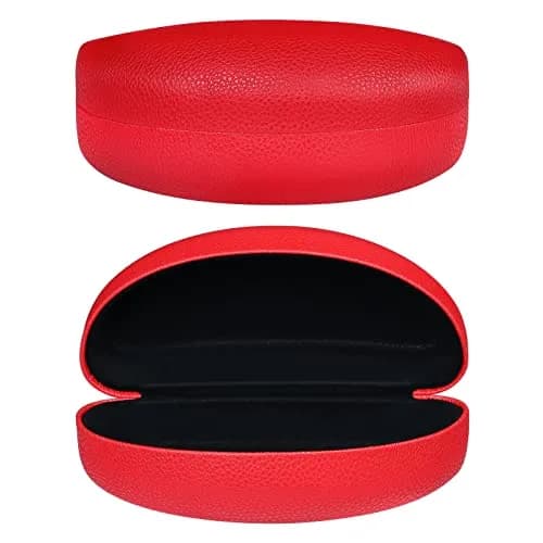 molshine Hard Shell Sunglasses Case Red | Classic PU Leather Eyeglass Case with Metal Frame, 16.5cm (6.5") thumbnail 1