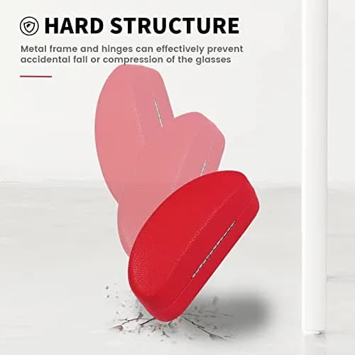 molshine Hard Shell Sunglasses Case Red | Classic PU Leather Eyeglass Case with Metal Frame, 16.5cm (6.5") thumbnail 6