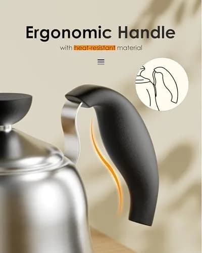 Chefbart Gooseneck Kettle for Pour Over Coffee & Tea, 0.8L (28oz) Brushed Stainless Steel | Precise Flow Control for Drip Brewing thumbnail 4