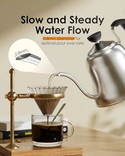 Chefbart Gooseneck Kettle for Pour Over Coffee & Tea, 0.8L (28oz) Brushed Stainless Steel | Precise Flow Control for Drip Brewing thumbnail 6