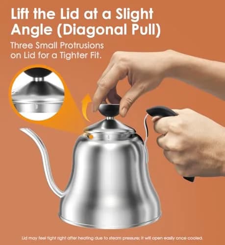 Chefbart Gooseneck Kettle for Pour Over Coffee & Tea, 0.8L (28oz) Brushed Stainless Steel | Precise Flow Control for Drip Brewing thumbnail 9