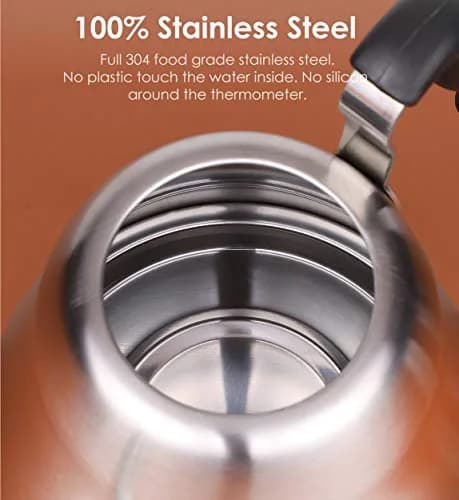 Chefbart Gooseneck Kettle for Pour Over Coffee & Tea, 0.8L (28oz) Brushed Stainless Steel | Precise Flow Control for Drip Brewing thumbnail 2