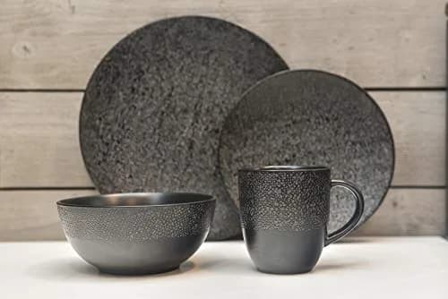 Red Vanilla Black Matrix 16 Piece Dinner Set | Elegant Stoneware for Festive & Daily Use thumbnail 1