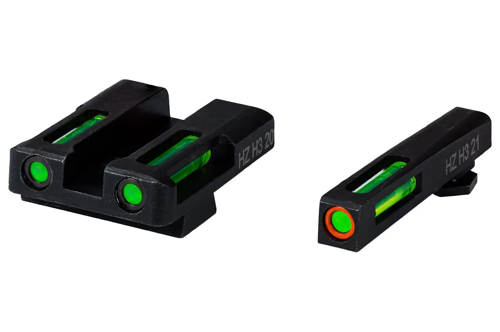 HIVIZ Litewave H3 Sight Tritium LitePipe for Glock 9mm, Green/Orange | Day/Night Illumination — Green litepipes w/orange front ring