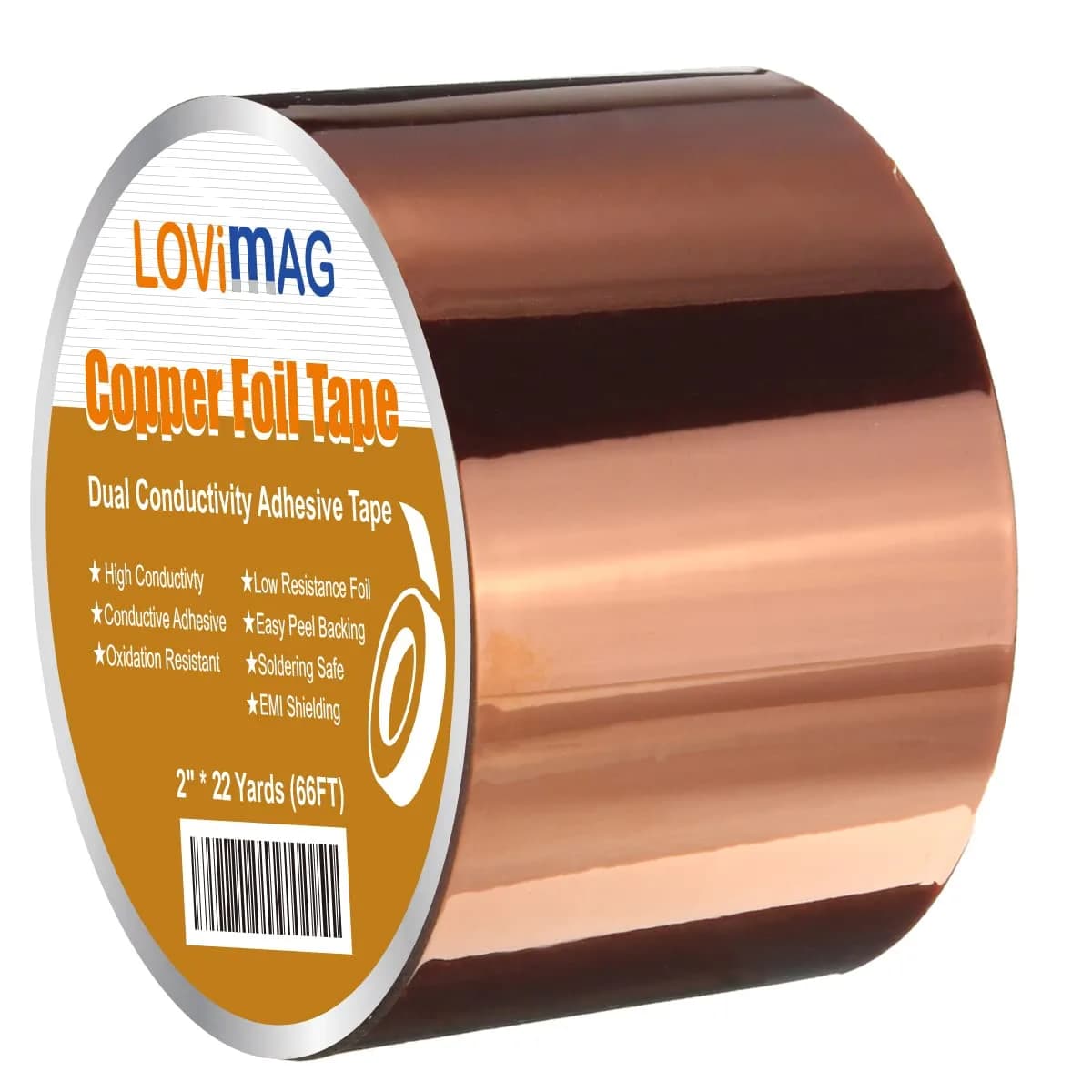 LOVIMAG Copper Foil Tape 25mm (0.98 Inch) x 82.5ft | High Conductivity Industrial Adhesive Tape - main product image