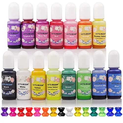 LET'S RESIN Epoxy Resin Dye 15 Colors (10ml/bottle) | Translucent Liquid Pigment for Resin Art & Jewelry Making thumbnail 1