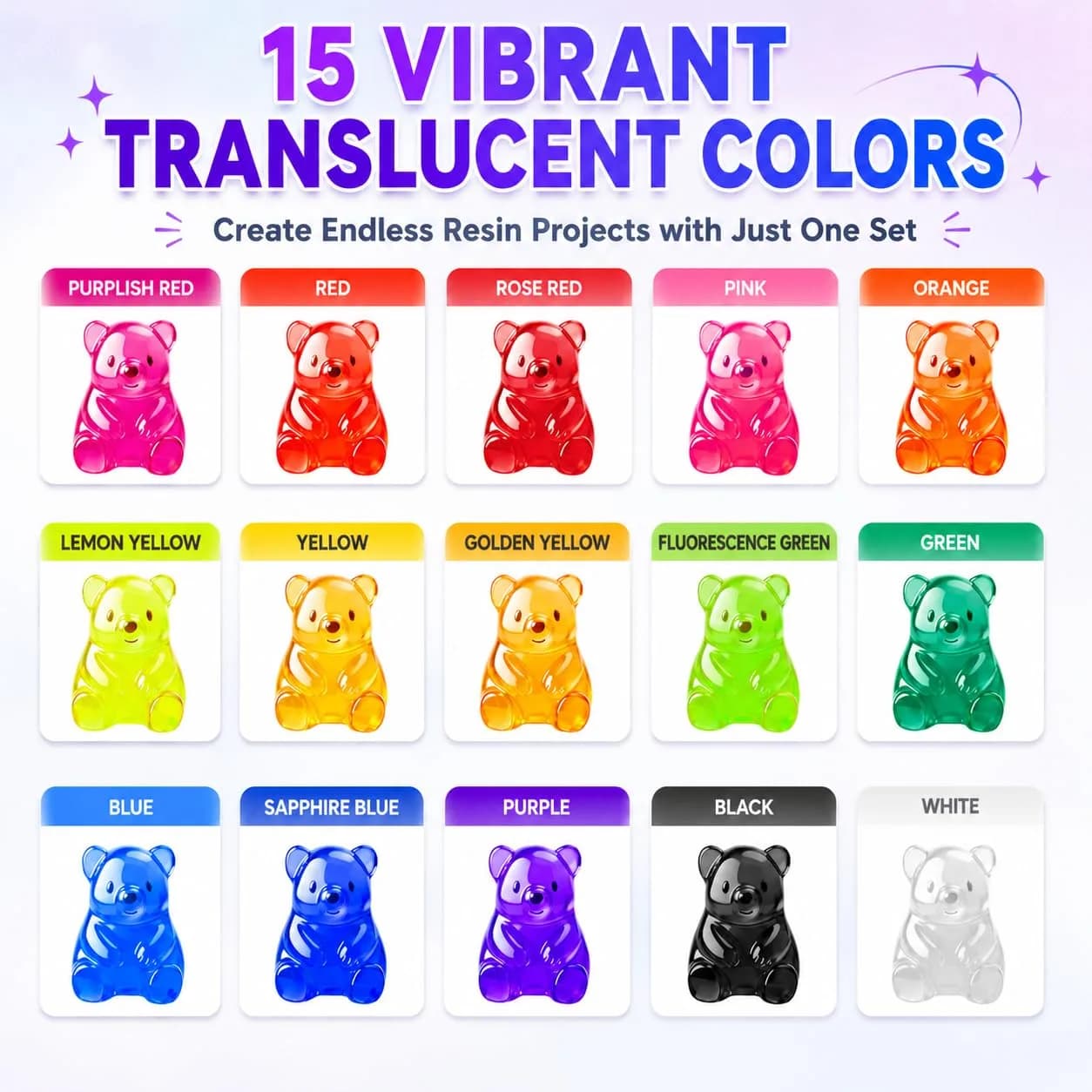 LET'S RESIN 15 Color Concentrated Resin Dye - Vibrant Translucent Pigments for Epoxy & UV Resin Art - view 2
