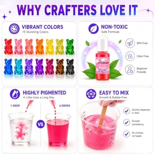 LET'S RESIN Epoxy Resin Dye 15 Colors (10ml/bottle) | Translucent Liquid Pigment for Resin Art & Jewelry Making thumbnail 3