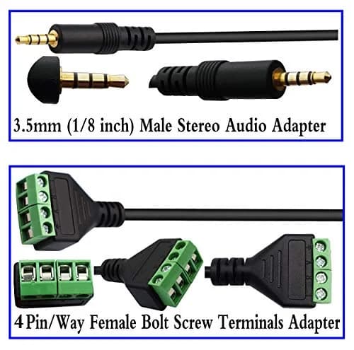 zdyCGTime 3.5mm Screw Terminal Block Cable 30CM | Stereo TRRS Male to 4 Pin Female Adapter thumbnail 6