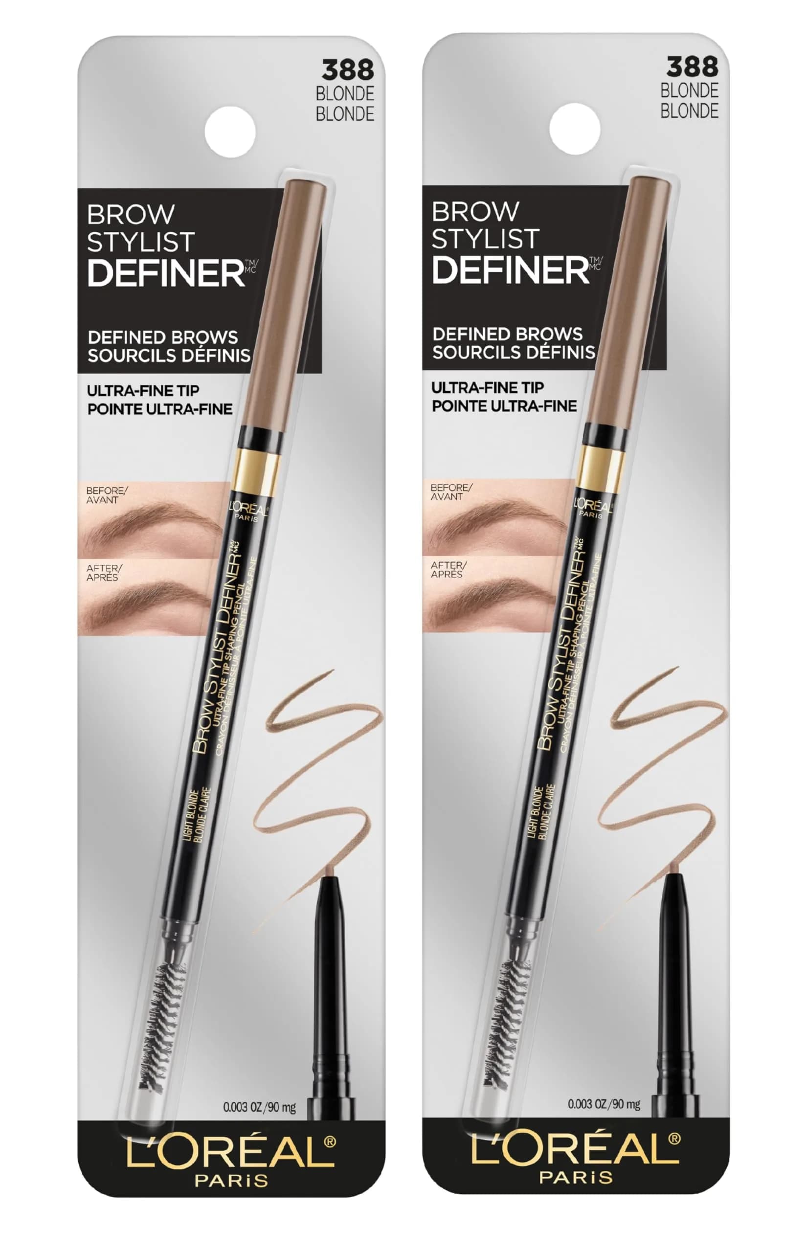L'Oreal Paris Brow Stylist Definer Waterproof Eyebrow Pencil, Blonde, 0.003 oz (Pack of 2) | Ultra-Fine Mechanical Pencil - main product image